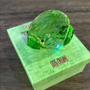 Oleg Cassini Green Crystal Frog Paperweight